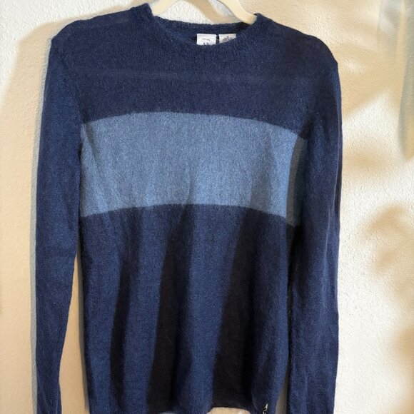 AX Armani Exchange Womens Small Blue Colorblock Mohair Nylon Crewneck Sweater - Picture 1 of 6